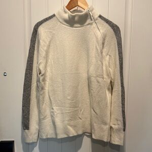 Lou & Grey Ivory and Charcoal Turtleneck Sweater